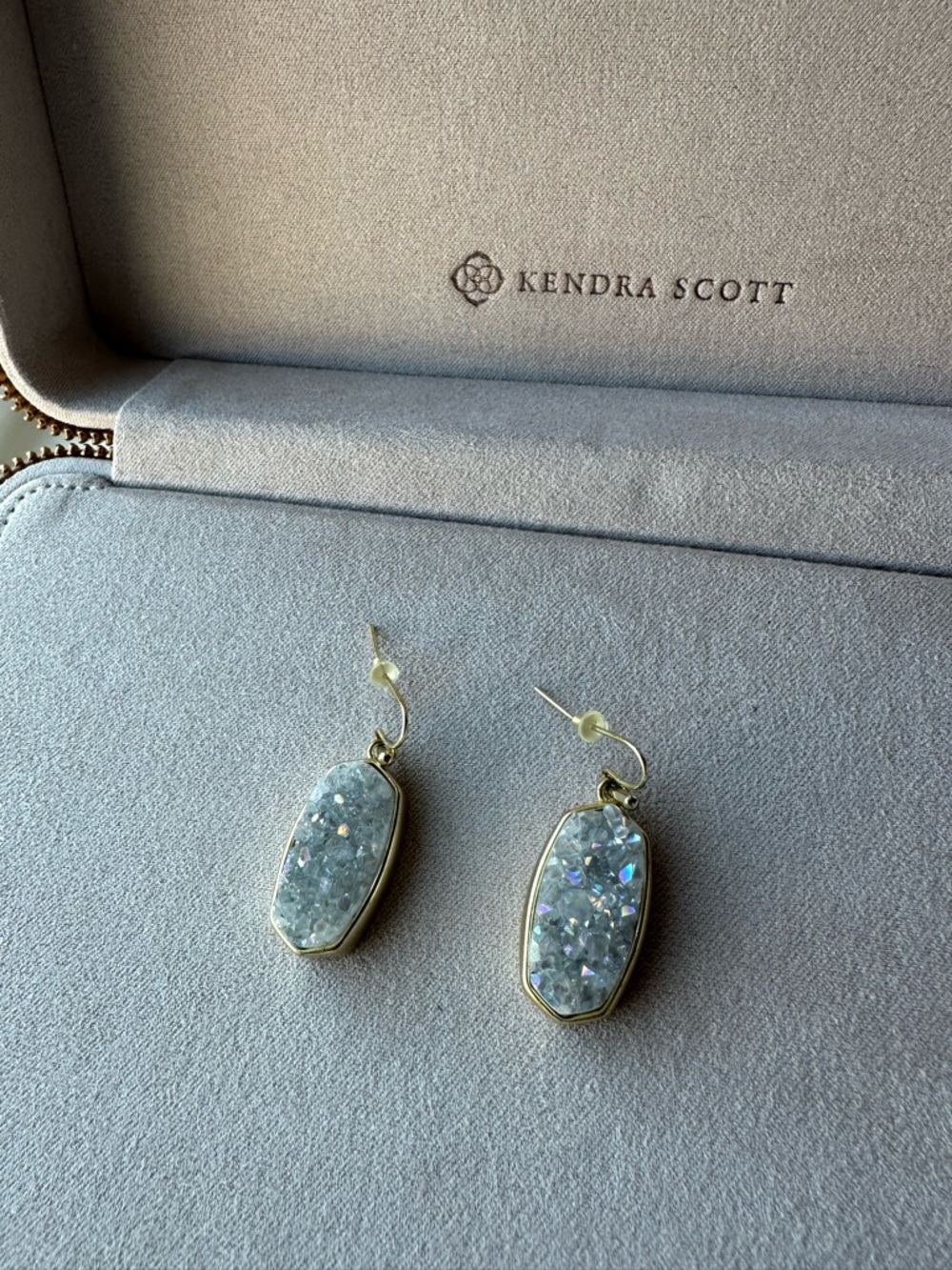 Kendra Scott Danay Gold Druzy Drop Earrings - Iridescent White